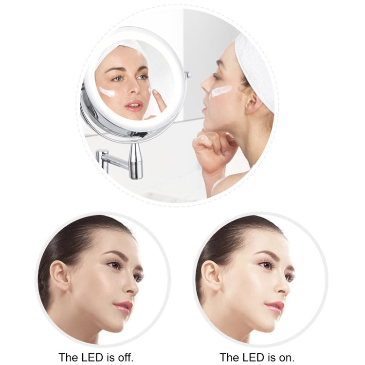 Bathroom Wall-mounted Retractable LED Makeup Mirror With Lamp Mirror HD Double-sided Beauty Mirror, Wall-mounted Retractable