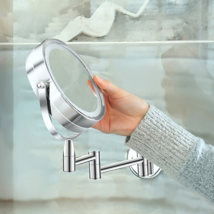 Bathroom Wall-mounted Retractable LED Makeup Mirror With Lamp Mirror HD Double-sided Beauty Mirror, Wall-mounted Retractable