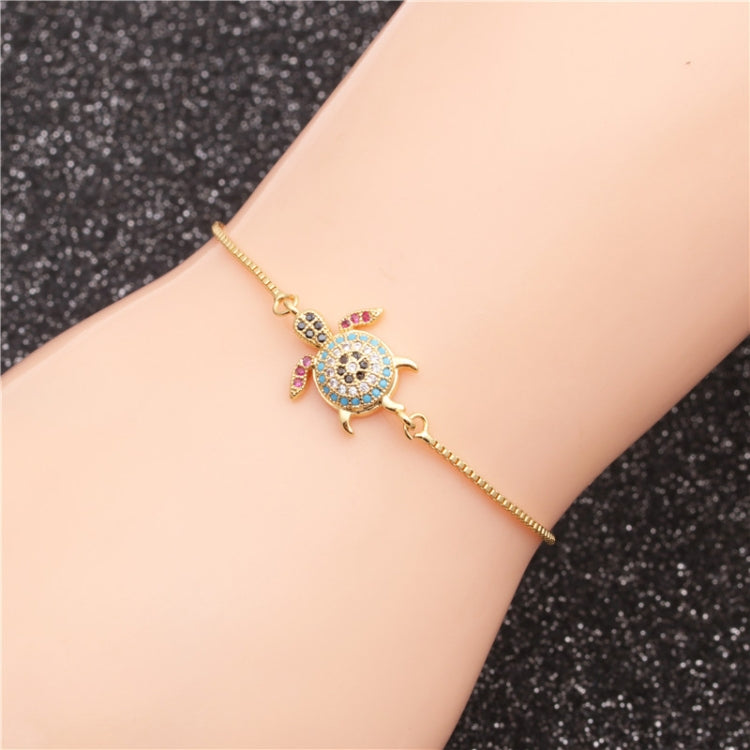 Creative Exquisite Copper Inlaid Zircon Pull-out Animal Turtle Ladies Bracelet