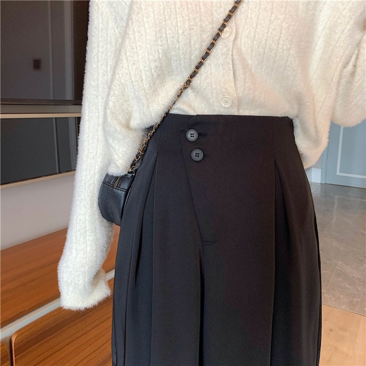 High Waist Slimming Casual Loose Loose All-Match Solid Color Suit Pants Women Wide-Leg Trousers, S, M, L