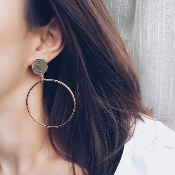 Geometric Big Round Earrings Big Hollow Drop Earrings