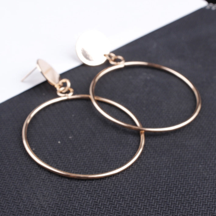 Geometric Big Round Earrings Big Hollow Drop Earrings