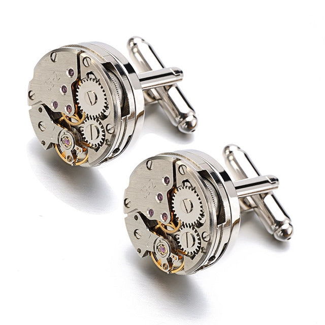 1 Pair Movement Steampunk Gear Watch Mechanism CuffLinks