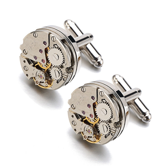 1 Pair Movement Steampunk Gear Watch Mechanism CuffLinks