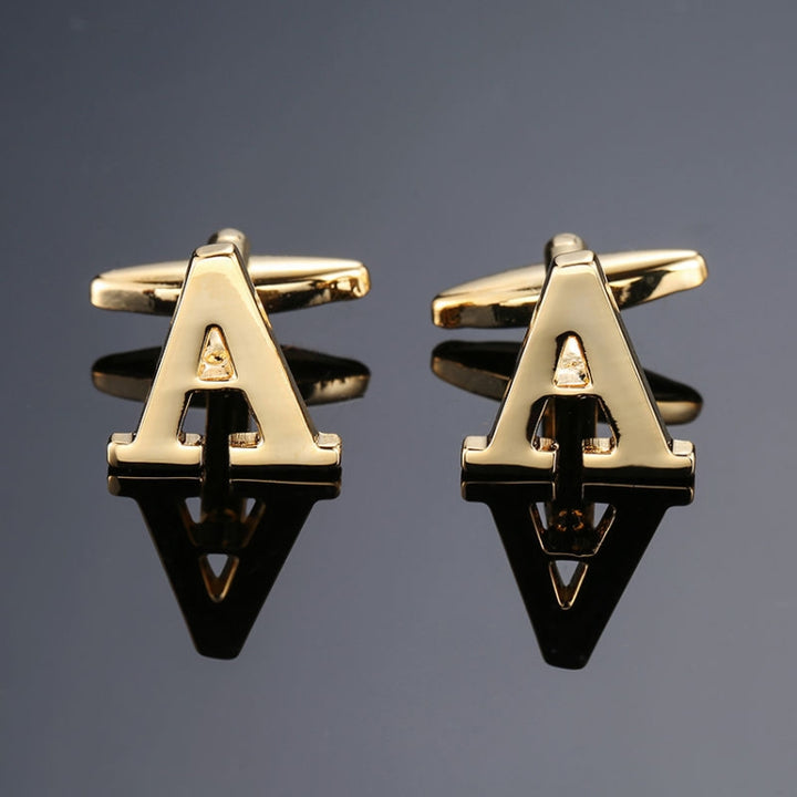 1 pair gold letters A-Z name Cufflinks men French shirt Cufflinks, A, B, C, D, E, F, G, H, I, J, K, L, M, N, O, P, Q, R, Z, S, T, V, W, X, Y