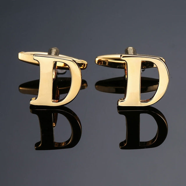 1 pair gold letters A-Z name Cufflinks men French shirt Cufflinks, A, B, C, D, E, F, G, H, I, J, K, L, M, N, O, P, Q, R, Z, S, T, V, W, X, Y