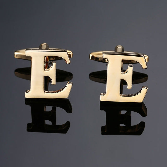 1 pair gold letters A-Z name Cufflinks men French shirt Cufflinks, A, B, C, D, E, F, G, H, I, J, K, L, M, N, O, P, Q, R, Z, S, T, V, W, X, Y