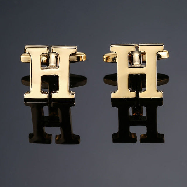 1 pair gold letters A-Z name Cufflinks men French shirt Cufflinks, A, B, C, D, E, F, G, H, I, J, K, L, M, N, O, P, Q, R, Z, S, T, V, W, X, Y