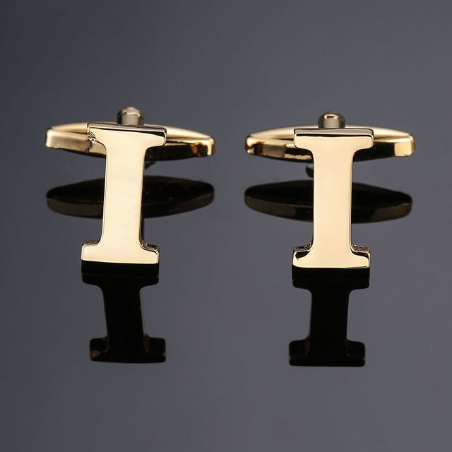 1 pair gold letters A-Z name Cufflinks men French shirt Cufflinks, A, B, C, D, E, F, G, H, I, J, K, L, M, N, O, P, Q, R, Z, S, T, V, W, X, Y