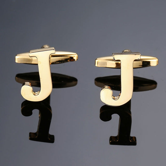 1 pair gold letters A-Z name Cufflinks men French shirt Cufflinks, A, B, C, D, E, F, G, H, I, J, K, L, M, N, O, P, Q, R, Z, S, T, V, W, X, Y