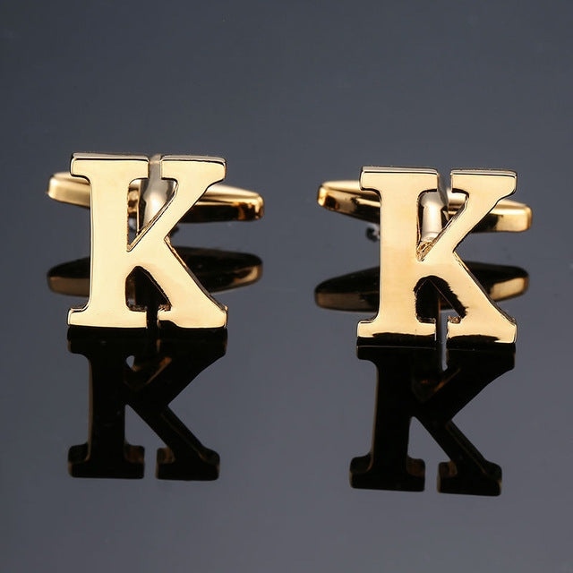 1 pair gold letters A-Z name Cufflinks men French shirt Cufflinks, A, B, C, D, E, F, G, H, I, J, K, L, M, N, O, P, Q, R, Z, S, T, V, W, X, Y