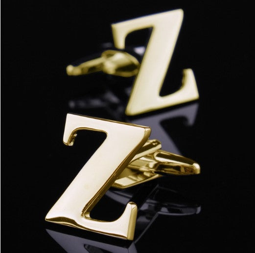 1 pair gold letters A-Z name Cufflinks men French shirt Cufflinks, A, B, C, D, E, F, G, H, I, J, K, L, M, N, O, P, Q, R, Z, S, T, V, W, X, Y