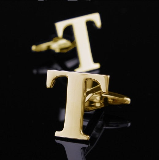 1 pair gold letters A-Z name Cufflinks men French shirt Cufflinks, A, B, C, D, E, F, G, H, I, J, K, L, M, N, O, P, Q, R, Z, S, T, V, W, X, Y