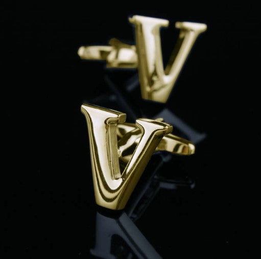 1 pair gold letters A-Z name Cufflinks men French shirt Cufflinks, A, B, C, D, E, F, G, H, I, J, K, L, M, N, O, P, Q, R, Z, S, T, V, W, X, Y