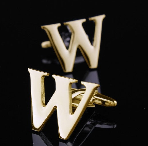 1 pair gold letters A-Z name Cufflinks men French shirt Cufflinks, A, B, C, D, E, F, G, H, I, J, K, L, M, N, O, P, Q, R, Z, S, T, V, W, X, Y