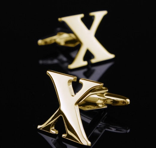 1 pair gold letters A-Z name Cufflinks men French shirt Cufflinks, A, B, C, D, E, F, G, H, I, J, K, L, M, N, O, P, Q, R, Z, S, T, V, W, X, Y