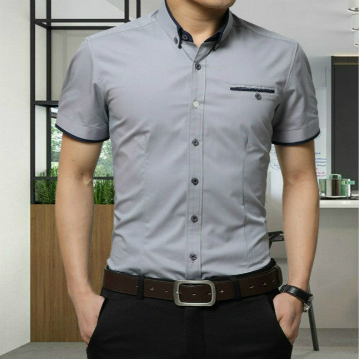 Men Business Shirt Short Sleeves Turn-down Collar Shirt, M, L, XL, XXL, XXXL, XXXXL