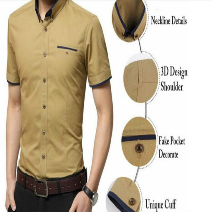 Men Business Shirt Short Sleeves Turn-down Collar Shirt, M, L, XL, XXL, XXXL, XXXXL