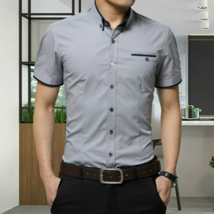 Men Business Shirt Short Sleeves Turn-down Collar Shirt, M, L, XL, XXL, XXXL, XXXXL