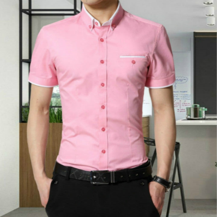 Men Business Shirt Short Sleeves Turn-down Collar Shirt, M, L, XL, XXL, XXXL, XXXXL