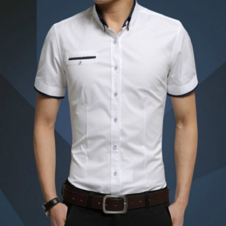 Men Business Shirt Short Sleeves Turn-down Collar Shirt, M, L, XL, XXL, XXXL, XXXXL