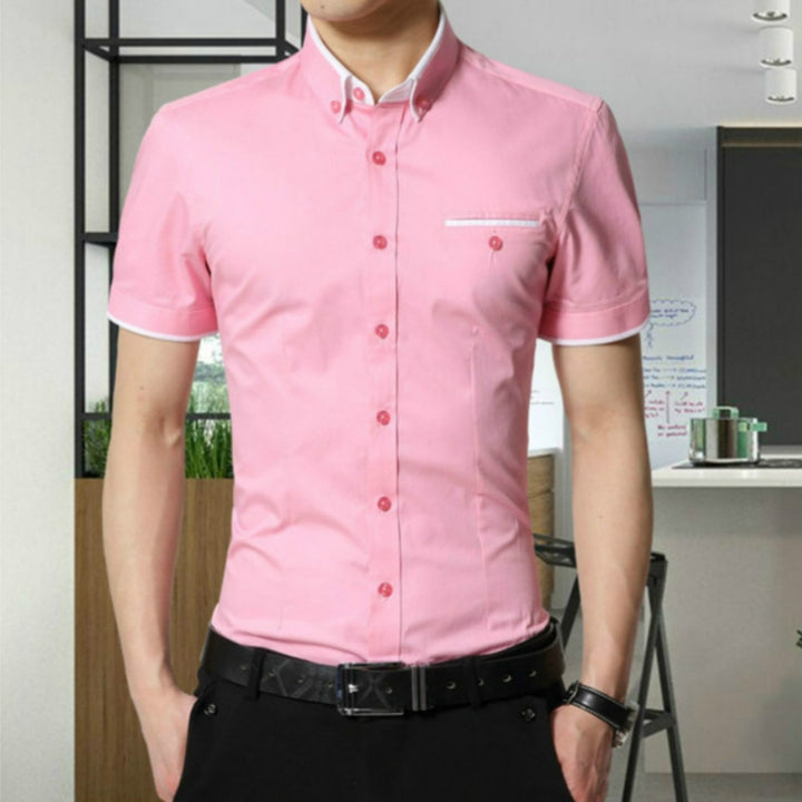 Men Business Shirt Short Sleeves Turn-down Collar Shirt, M, L, XL, XXL, XXXL, XXXXL