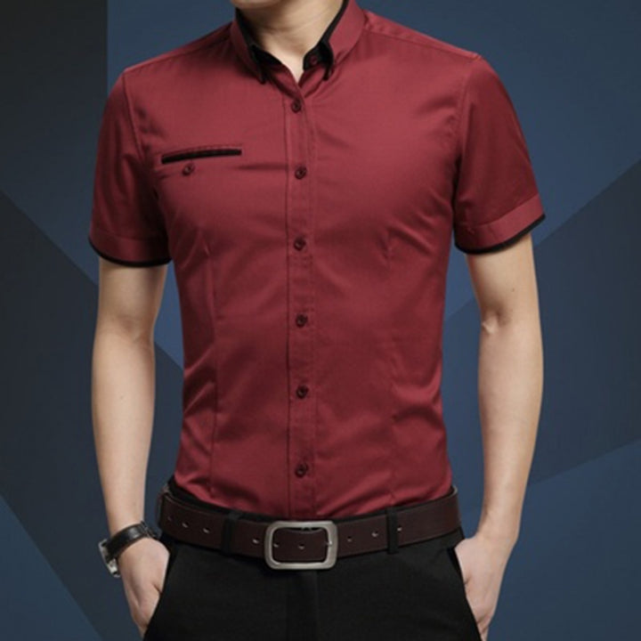 Men Business Shirt Short Sleeves Turn-down Collar Shirt, M, L, XL, XXL, XXXL, XXXXL