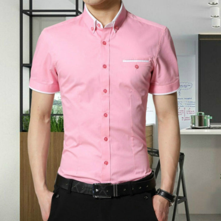 Men Business Shirt Short Sleeves Turn-down Collar Shirt, XXXXXL