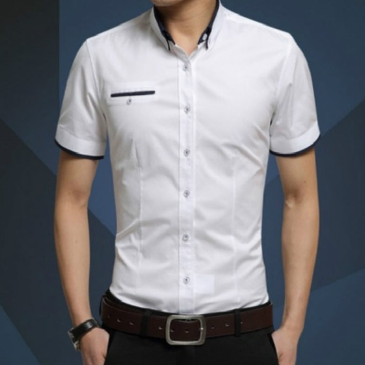 Men Business Shirt Short Sleeves Turn-down Collar Shirt, XXXXXL