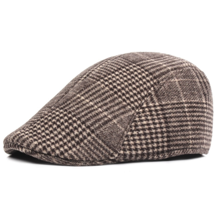 Thick Warm British Style Lattice Woolen Cap