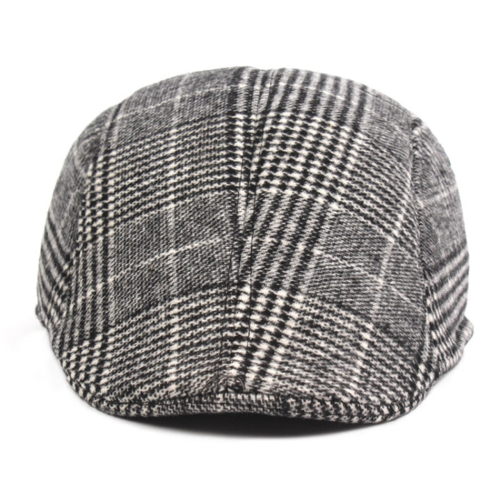 Thick Warm British Style Lattice Woolen Cap