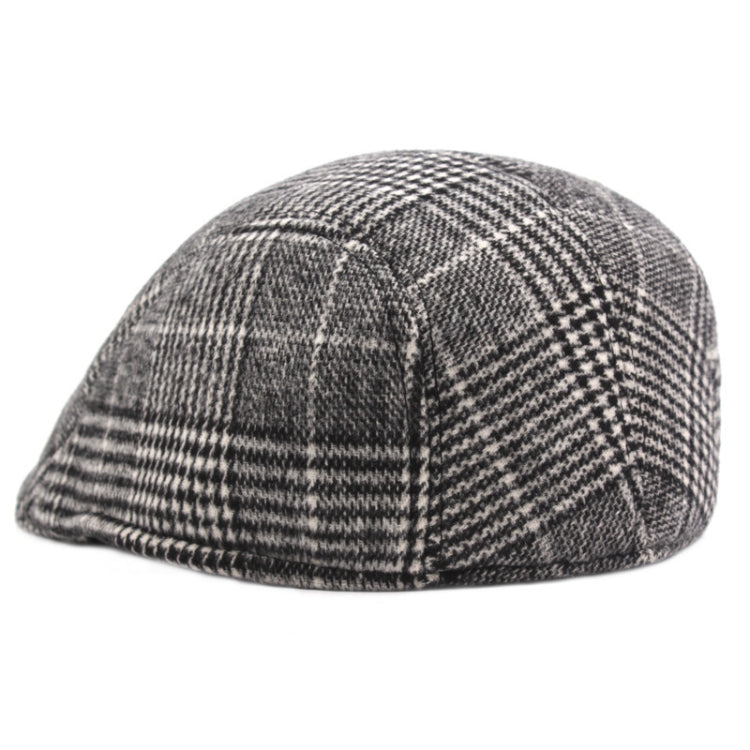 Thick Warm British Style Lattice Woolen Cap