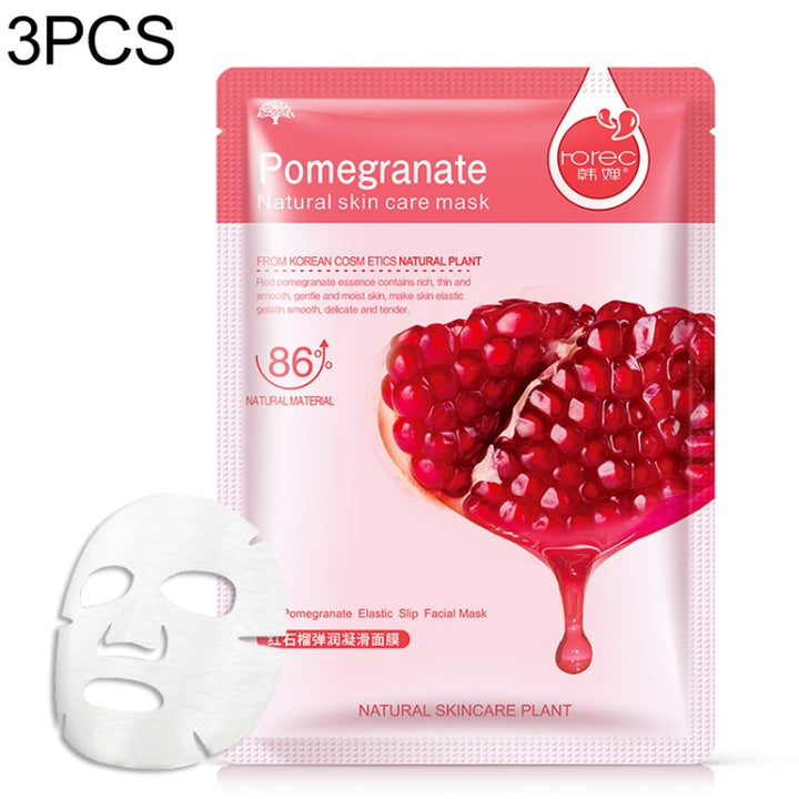 3 PCS Skin Care Plant Facial Mask Moisturizing Oil Control Blackhead Remover Wrapped Mask Face Mask Face Care, Blueberry, Aloe Vera, Olive, Honey, Red Pomegranate, Cucumber