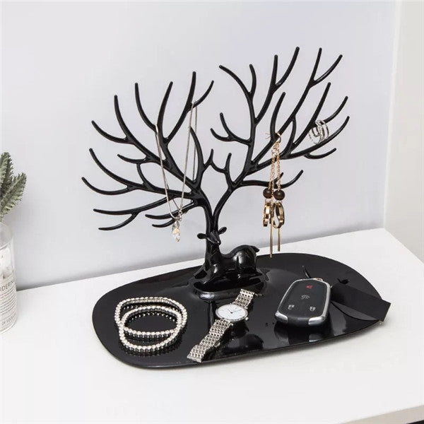 Plastic Antler Shaped Creative Ring Lipstick Rack Necklace Jewelry Cosmetic Storage Display Organizer