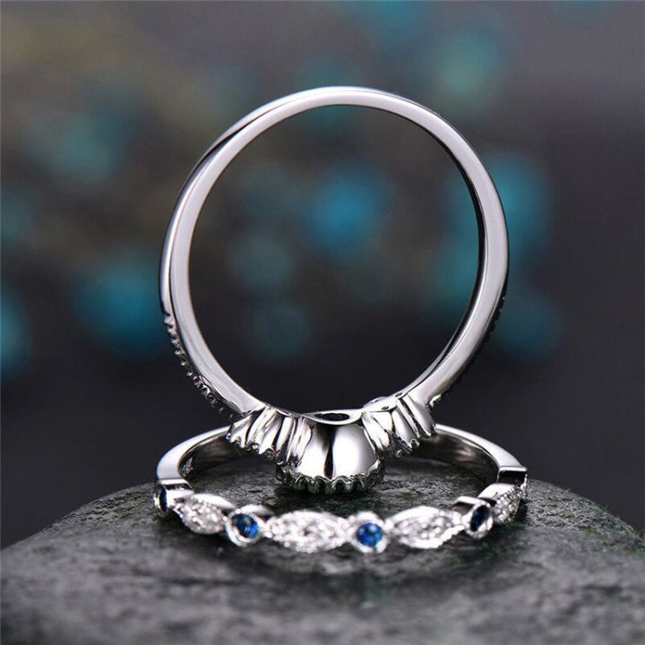 2 PCS/Set Women Fashion Zircon Gemstone Ring, 5, 6, 7, 8, 9, 10