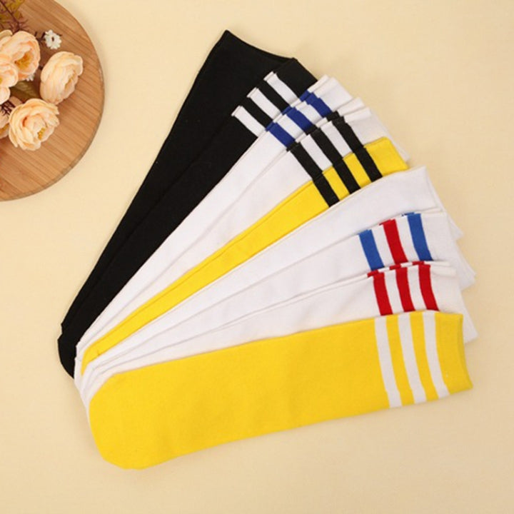 High Knee Socks Stripes Cotton Sports School Skate Long Socks for Kids, 28cm, 35cm, 42cm, 52cm