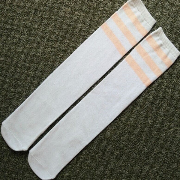 High Knee Socks Stripes Cotton Sports School Skate Long Socks for Kids, 28cm, 35cm, 42cm, 52cm