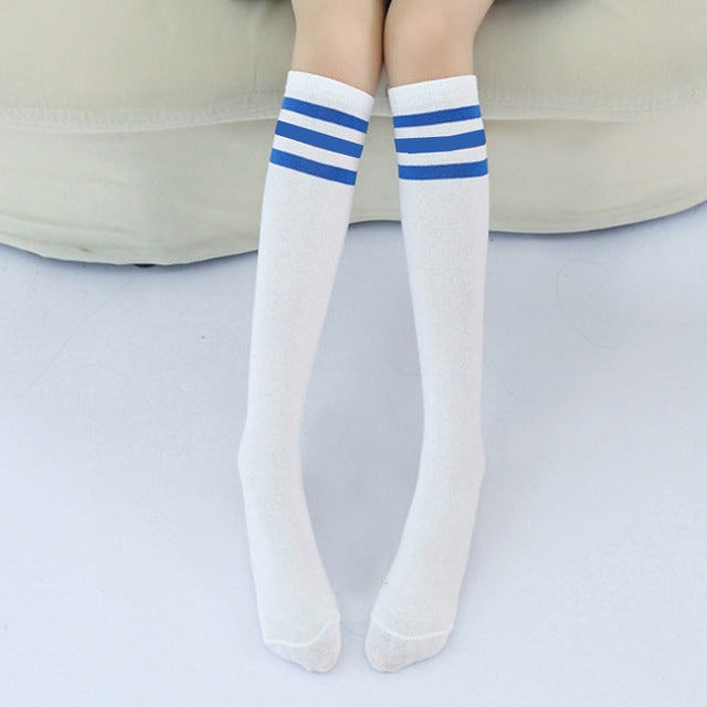 High Knee Socks Stripes Cotton Sports School Skate Long Socks for Kids, 28cm, 35cm, 42cm, 52cm