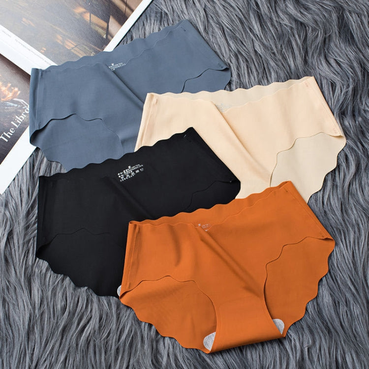 4 PCS / Set Non-trace Ice Silk Panties Female Pure Cotton Crotch Antibacterial Mid-Waist Breathable Girl Briefs, M, L, XL