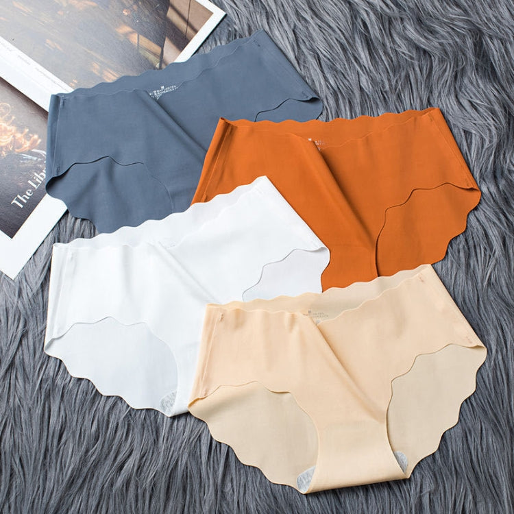 4 PCS / Set Non-trace Ice Silk Panties Female Pure Cotton Crotch Antibacterial Mid-Waist Breathable Girl Briefs, M, L, XL