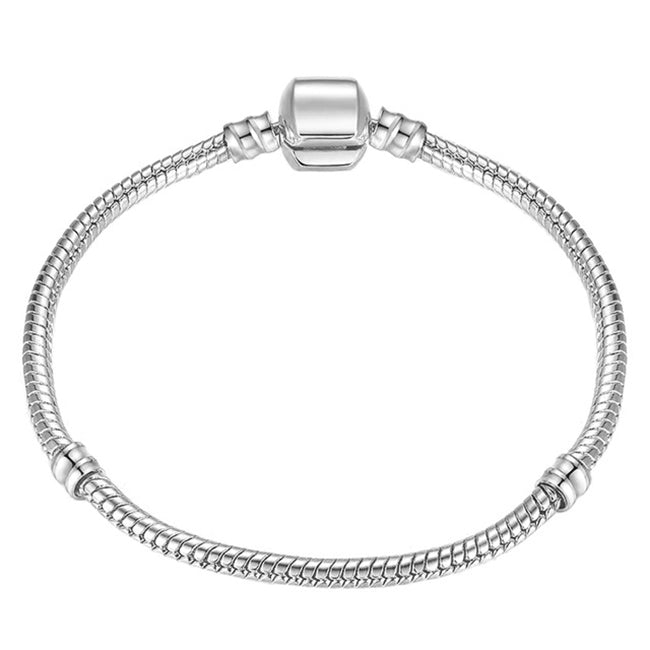 17-21cm Silver Snake Chain Link Bracelet Fit European Charm Pandora Bracelet, 17cm, 18cm, 19cm, 20cm, 21cm