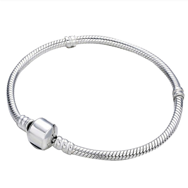 17-21cm Silver Snake Chain Link Bracelet Fit European Charm Pandora Bracelet, 17cm, 18cm, 19cm, 20cm, 21cm