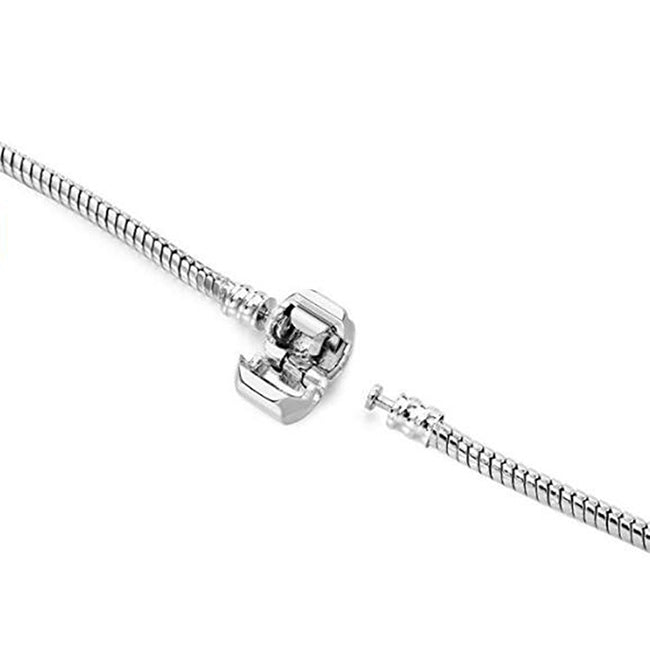 17-21cm Silver Snake Chain Link Bracelet Fit European Charm Pandora Bracelet, 17cm, 18cm, 19cm, 20cm, 21cm