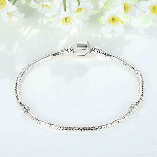 17-21cm Silver Snake Chain Link Bracelet Fit European Charm Pandora Bracelet, 17cm, 18cm, 19cm, 20cm, 21cm