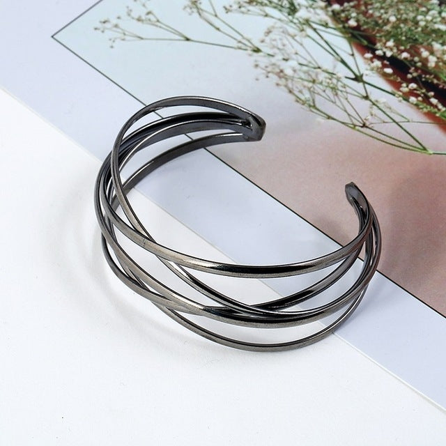 Cuff Bangles For Women Girls Fashion Bangles Bracelets, Gold, Silver, Gun Black, Rose Red, Colorful