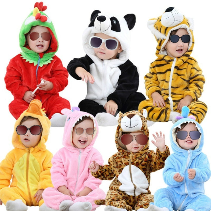 Babies Cartoon Animal Shape Flannel Jumpsuit Romper, 70CM, 80CM, 90CM