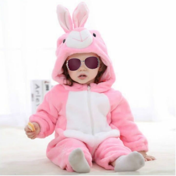 Babies Cartoon Animal Shape Flannel Jumpsuit Romper, 70CM, 80CM, 90CM