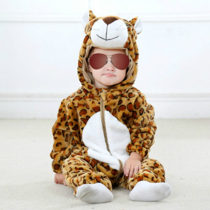 Babies Cartoon Animal Shape Flannel Jumpsuit Romper, 70CM, 80CM, 90CM