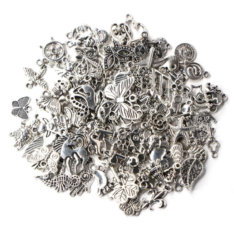 100 PCS Mixed Antique Silver Color European Bracelets Charm Pendants Fashion Jewelry DIY Charms Handmade