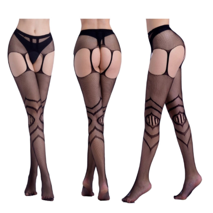 Hollow Out Tights Lace Sexy Stockings Female Thigh High Fishnet Embroidery Transparent Pantyhose Women Black Lace Hosiery, One size simple package (OPP)